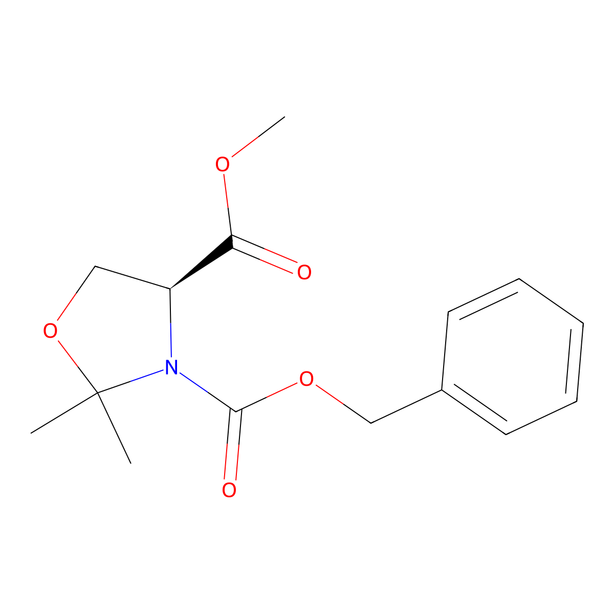 4-Methyl 3-(phenylmethyl) (4S)-2,2-dimethyl-3,4-oxazolidinedicarboxylate molecular structure, CAS 117833-99-5