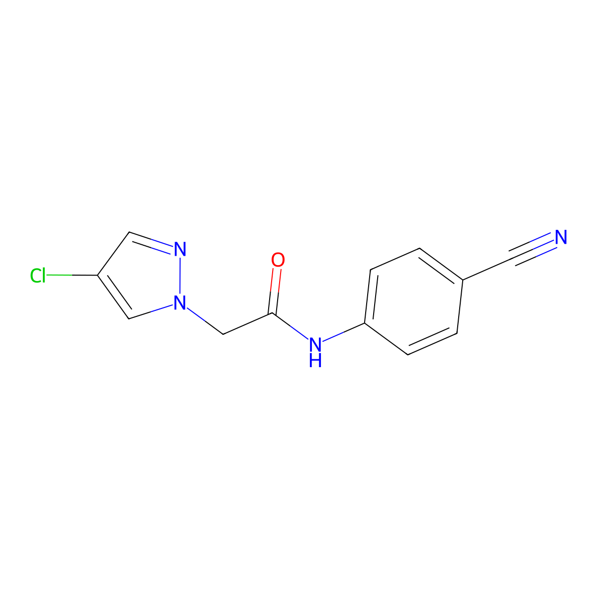 2-(4-chloro-1H-pyrazol-1-yl)-N-(4-cyanophenyl)acetamide molecular structure, CAS 1178331-17-3