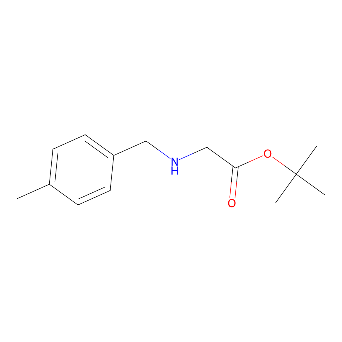 Tert-butyl 2-{[(4-methylphenyl)methyl]amino}acetate molecular structure, CAS 1178337-38-6