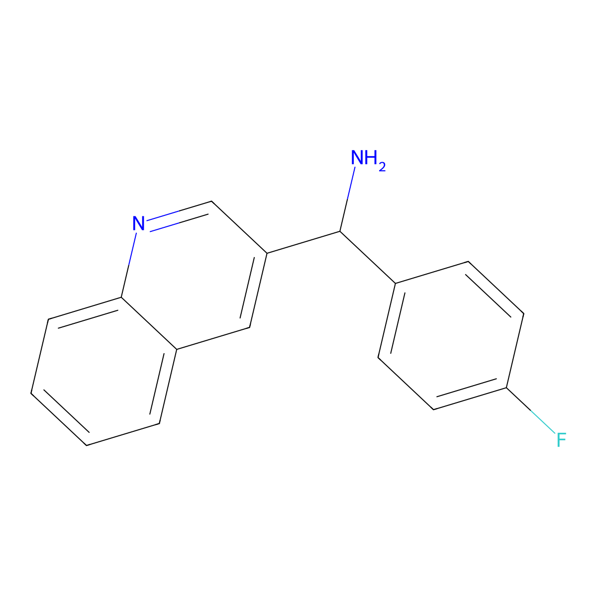 (4-Fluorophenyl)(quinolin-3-yl)methanamine molecular structure, CAS 1178349-83-1