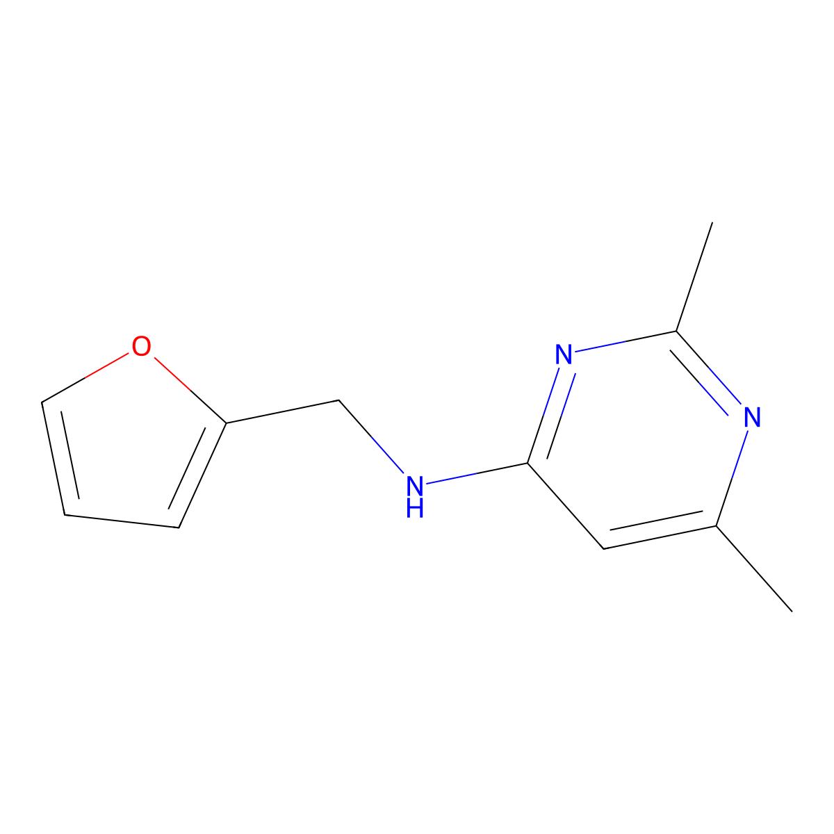 N-(furan-2-ylmethyl)-2,6-dimethylpyrimidin-4-amine molecular structure, CAS 1178349-87-5