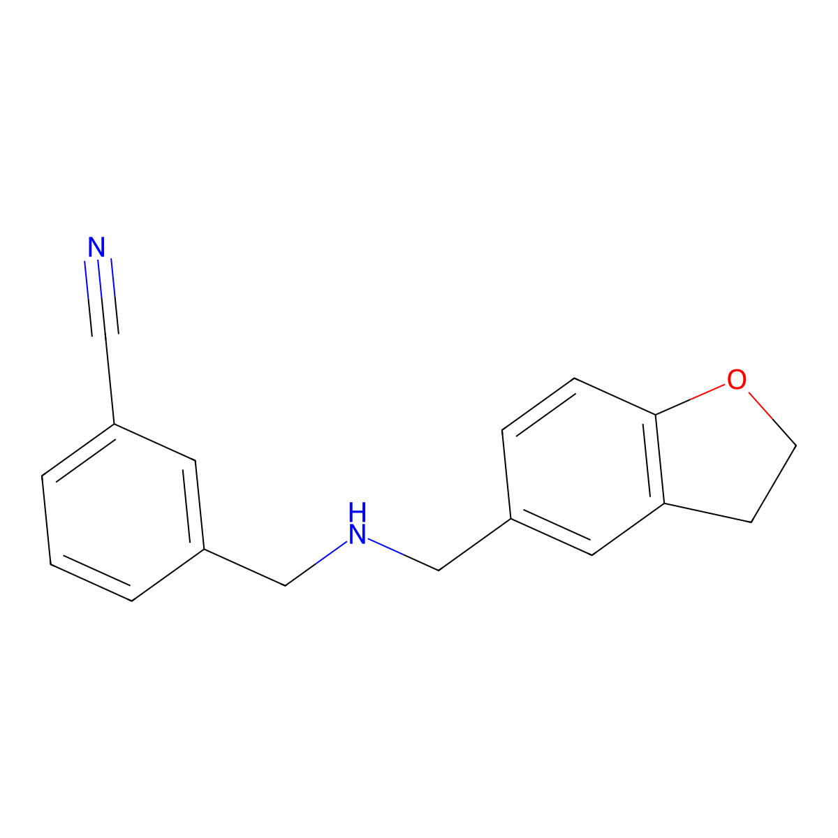 3-[[[(2,3-Dihydro-5-benzofuranyl)methyl]amino]methyl]benzonitrile molecular structure, CAS 1178353-76-8