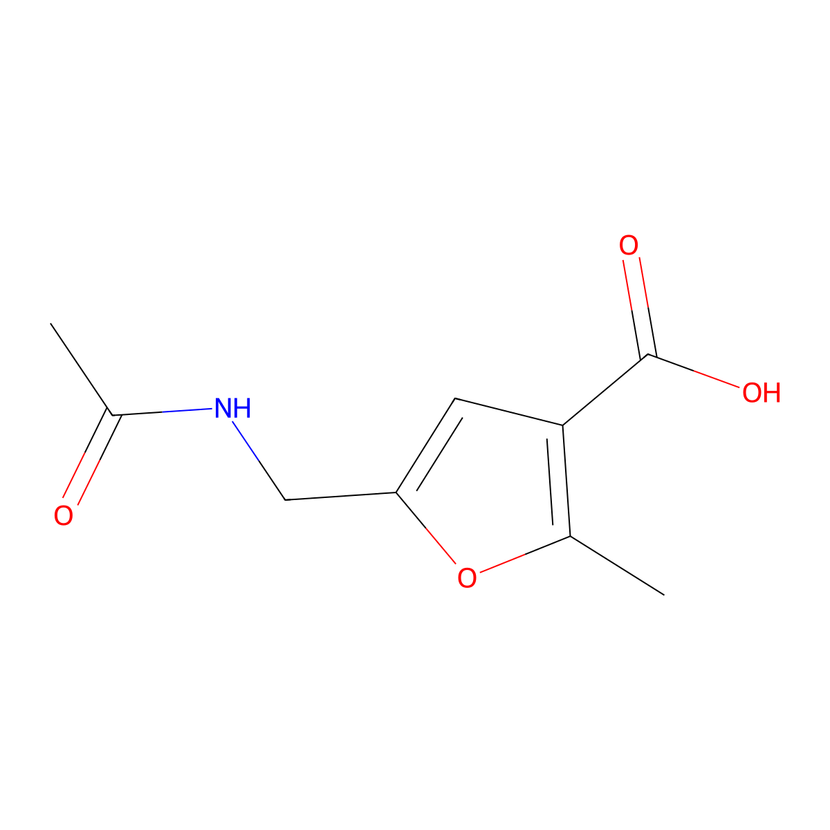 5-(Acetamidomethyl)-2-methylfuran-3-carboxylic acid molecular structure, CAS 1178353-98-4