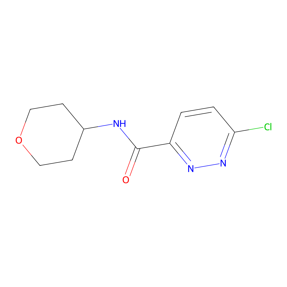 6-chloro-N-(oxan-4-yl)pyridazine-3-carboxamide molecular structure, CAS 1178354-18-1