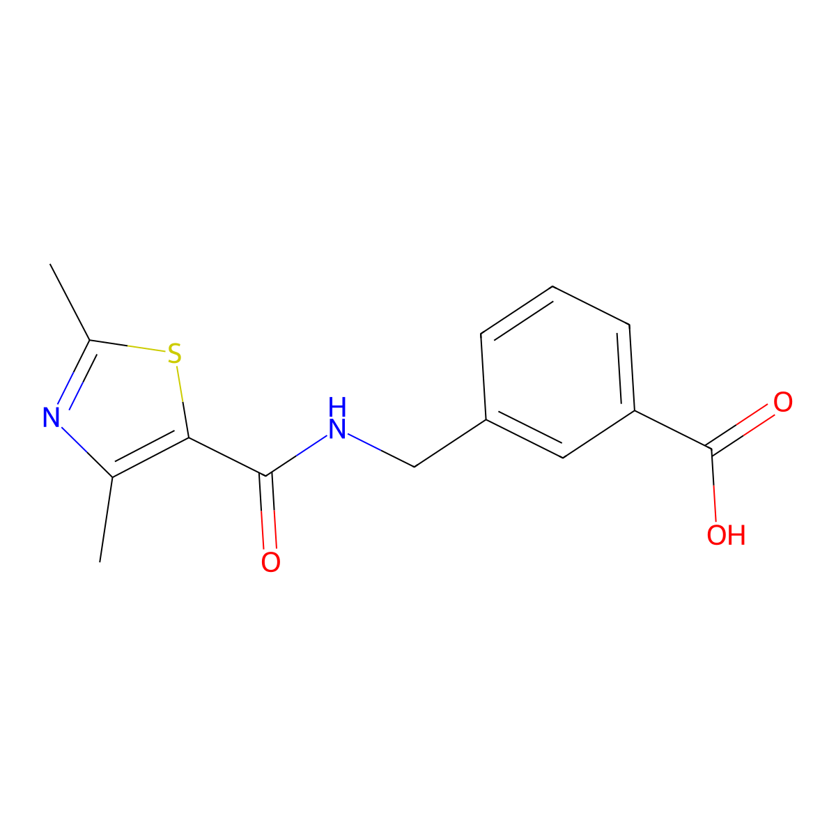 3-({[(2,4-Dimethyl-1,3-thiazol-5-yl)carbonyl]amino}methyl)benzoic acid molecular structure, CAS 1178354-83-0