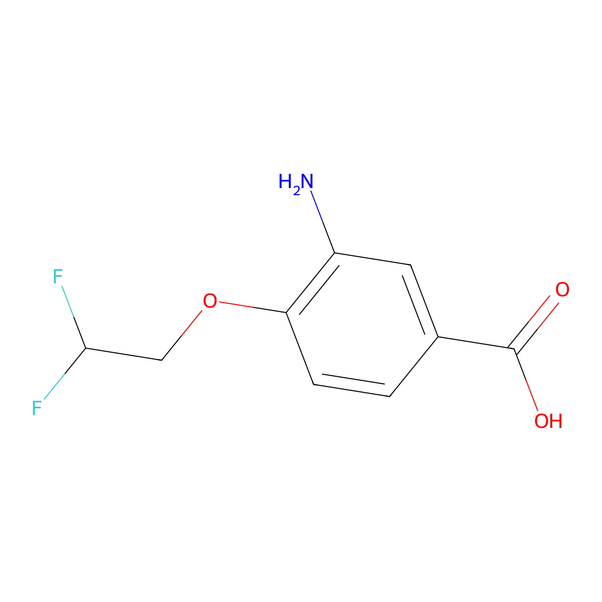 3-Amino-4-(2,2-difluoroethoxy)benzoic acid molecular structure, CAS 1178372-80-9