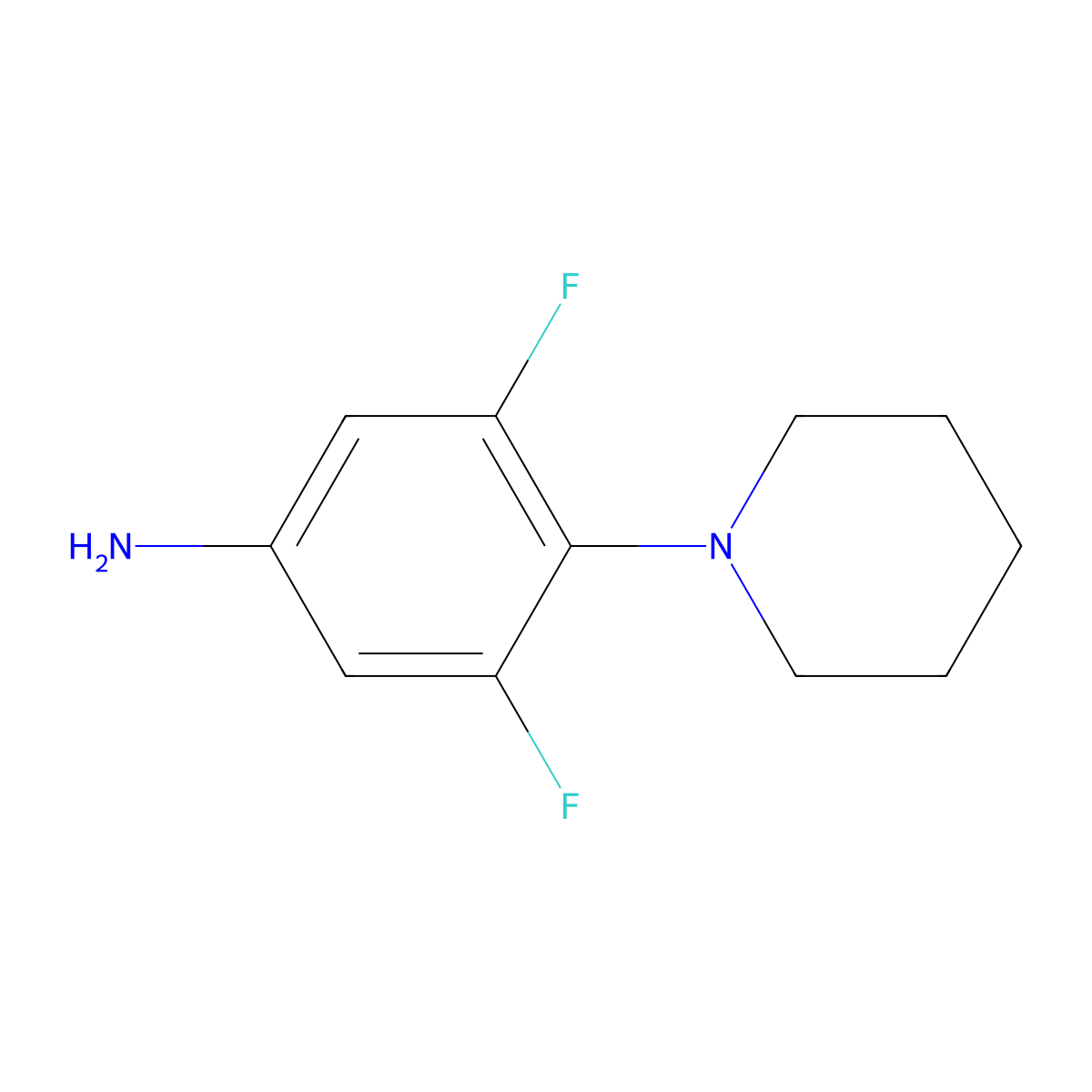 3,5-Difluoro-4-(piperidin-1-yl)aniline molecular structure, CAS 1178372-90-1