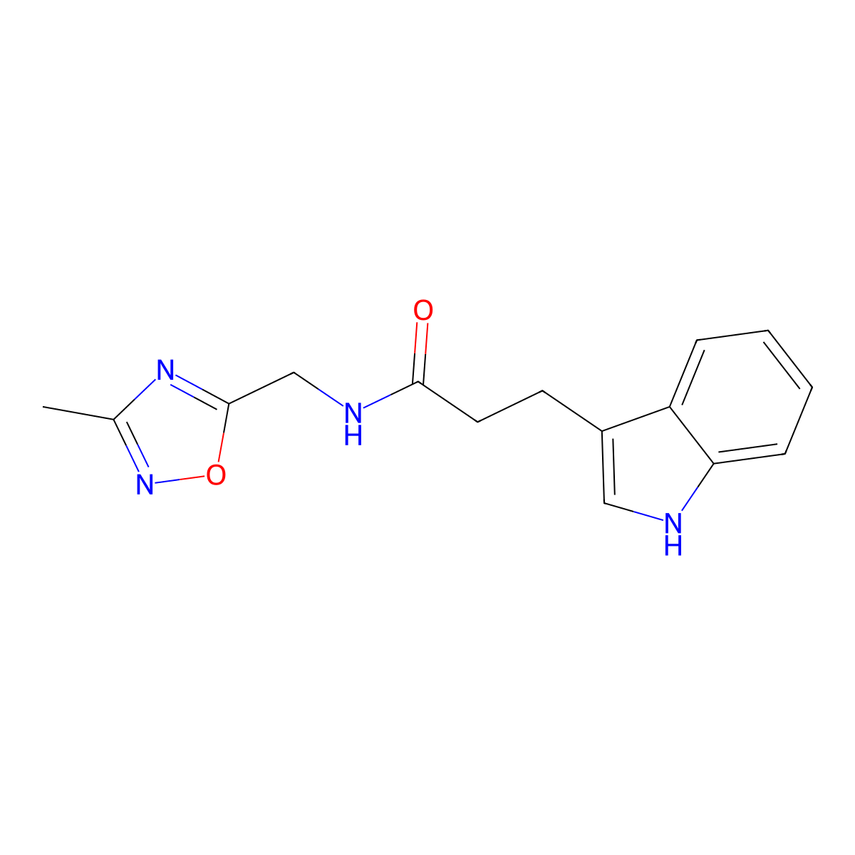 3-(1H-indol-3-yl)-N-[(3-methyl-1,2,4-oxadiazol-5-yl)methyl]propanamide molecular structure, CAS 1178390-29-8
