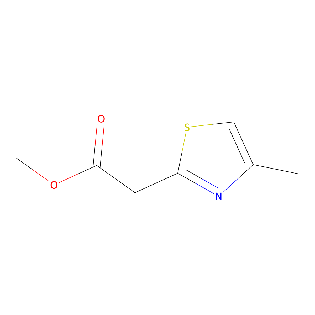 Methyl 2-(4-methyl-1,3-thiazol-2-yl)acetate molecular structure, CAS 117840-81-0