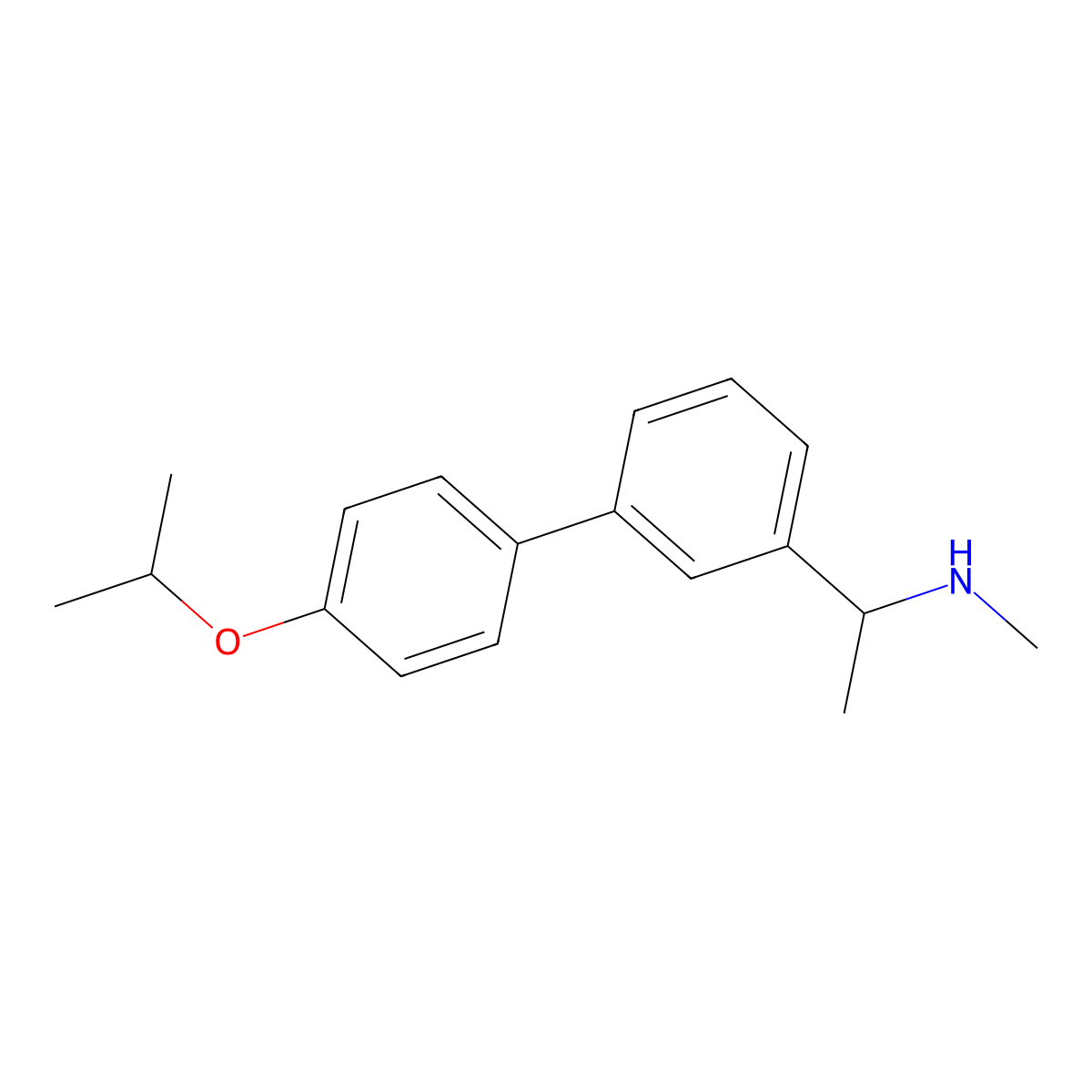 Methyl(1-{3-[4-(propan-2-yloxy)phenyl]phenyl}ethyl)amine molecular structure, CAS 1178402-39-5