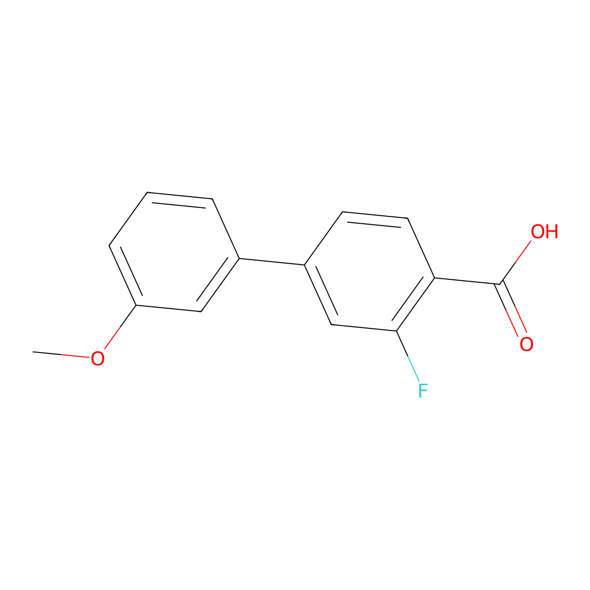 2-Fluoro-4-(3-methoxyphenyl)benzoic acid molecular structure, CAS 1178418-69-3