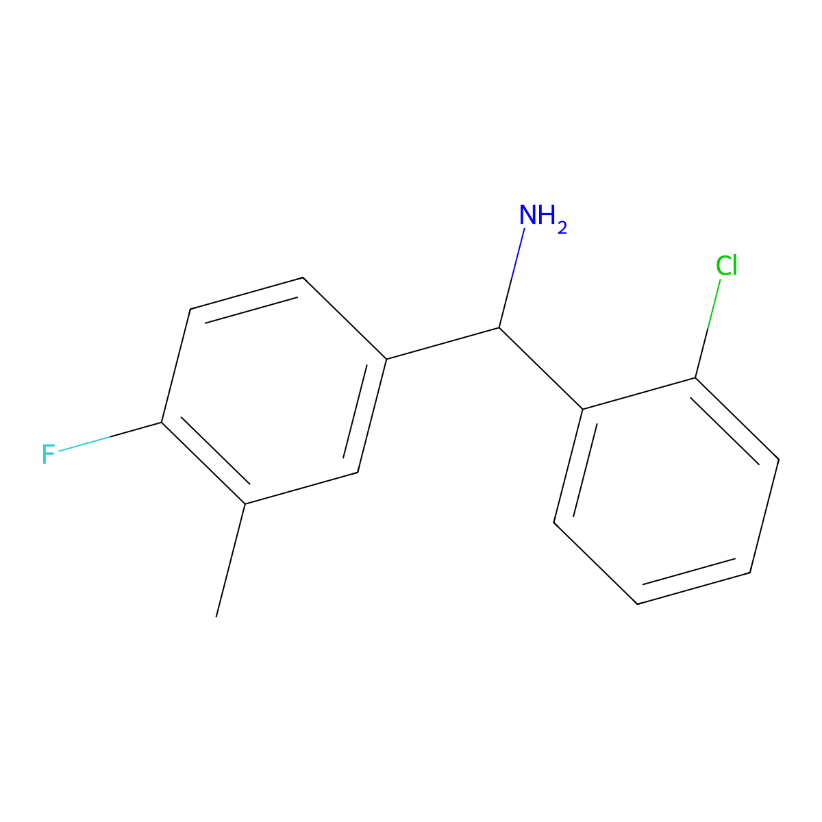 (2-Chlorophenyl)(4-fluoro-3-methylphenyl)methanamine molecular structure, CAS 1178418-95-5