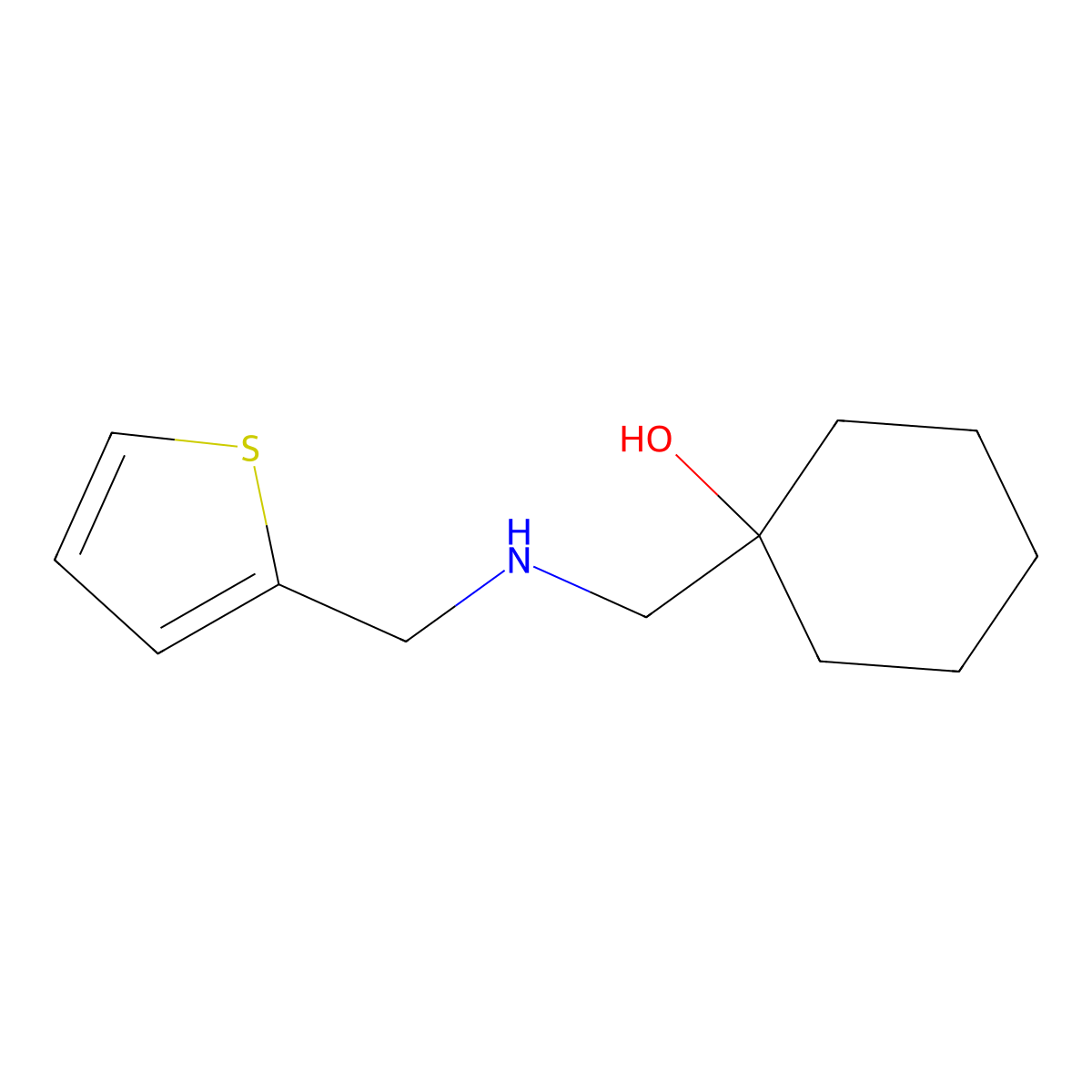1-({[(Thiophen-2-yl)methyl]amino}methyl)cyclohexan-1-ol molecular structure, CAS 1178420-62-6