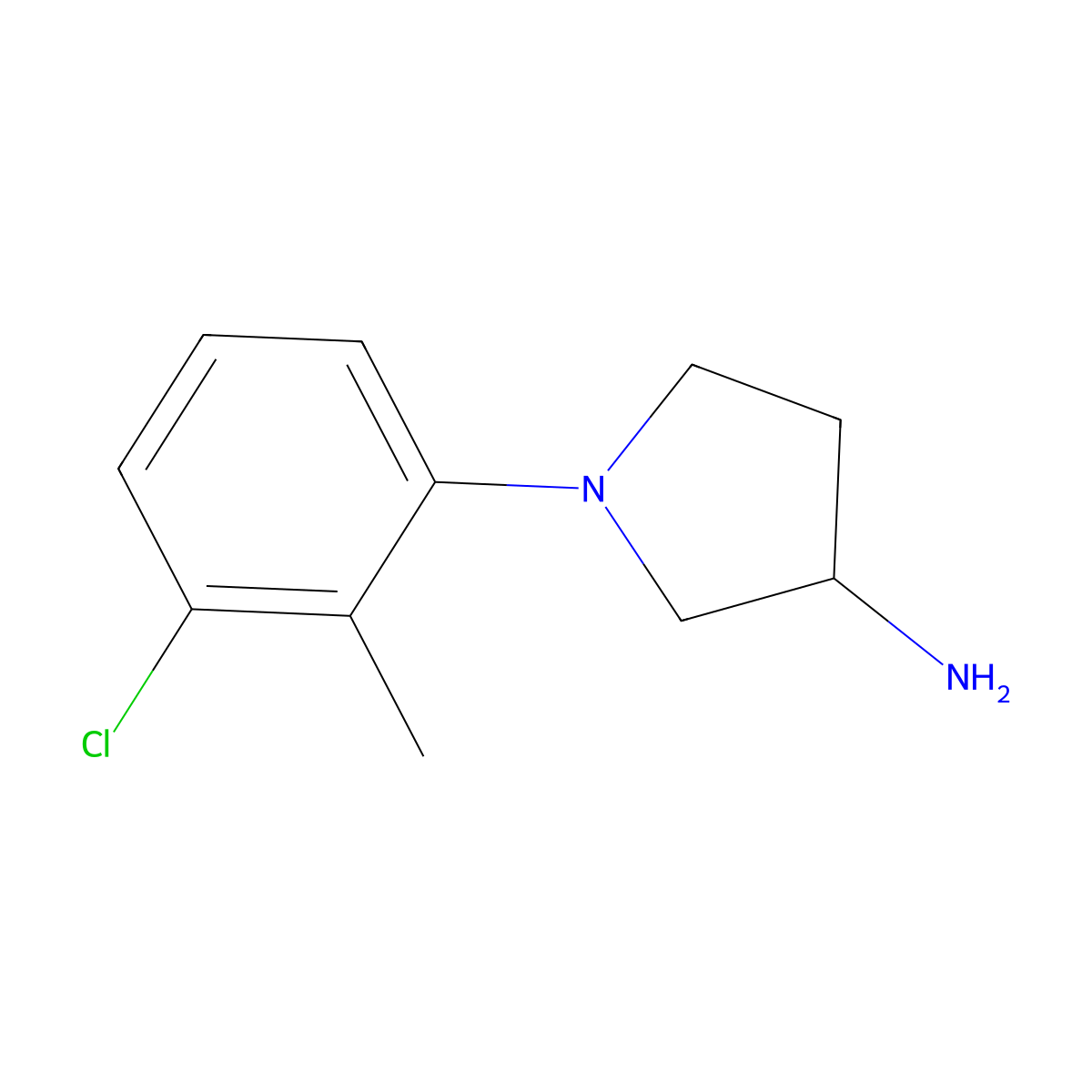 1-(3-Chloro-2-methylphenyl)pyrrolidin-3-amine molecular structure, CAS 1178429-09-8