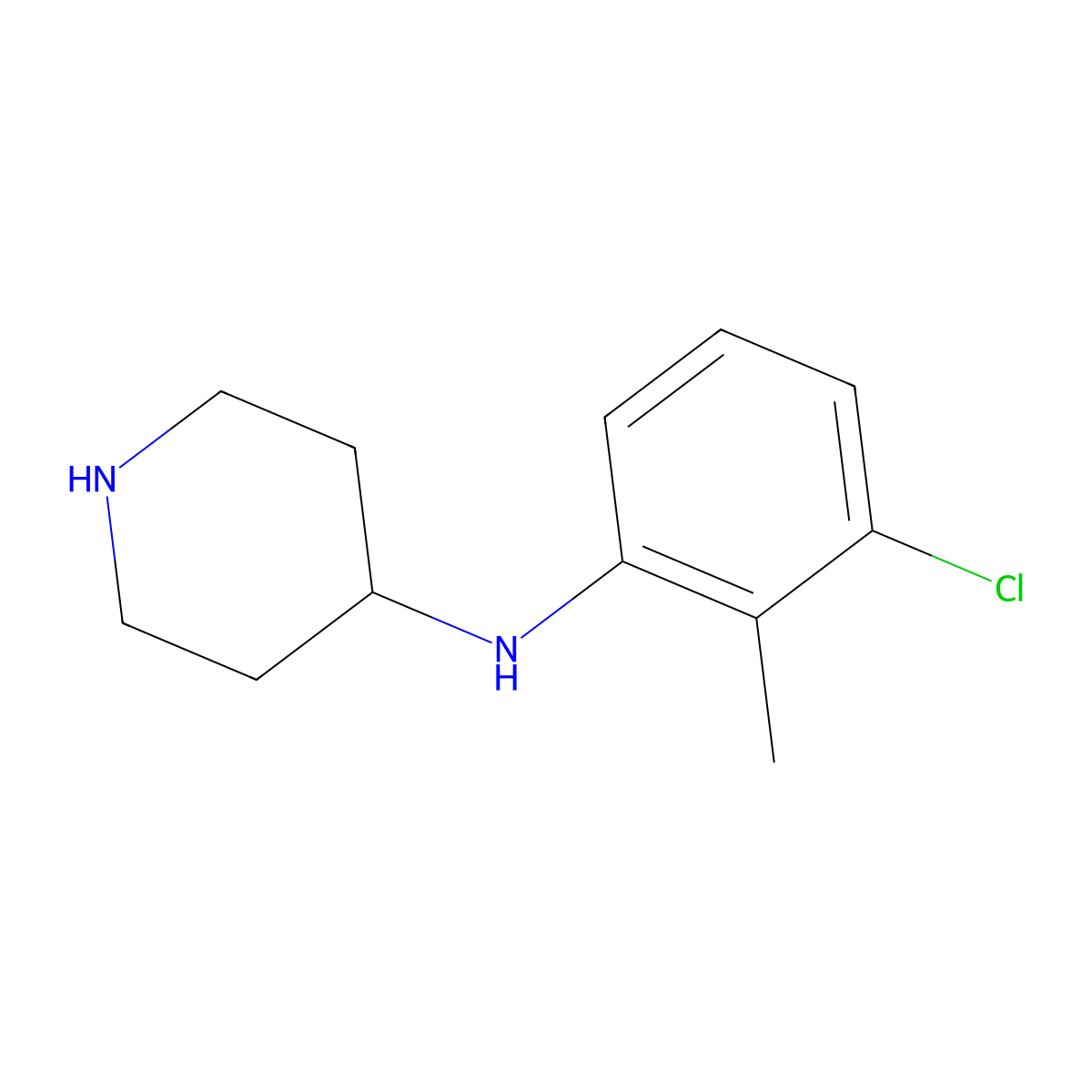 N-(3-chloro-2-methylphenyl)piperidin-4-amine molecular structure, CAS 1178429-29-2
