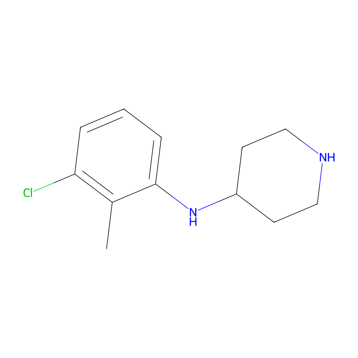 N-(3-chloro-2-methylphenyl)piperidin-4-amine molecular structure, CAS 1178429-29-2