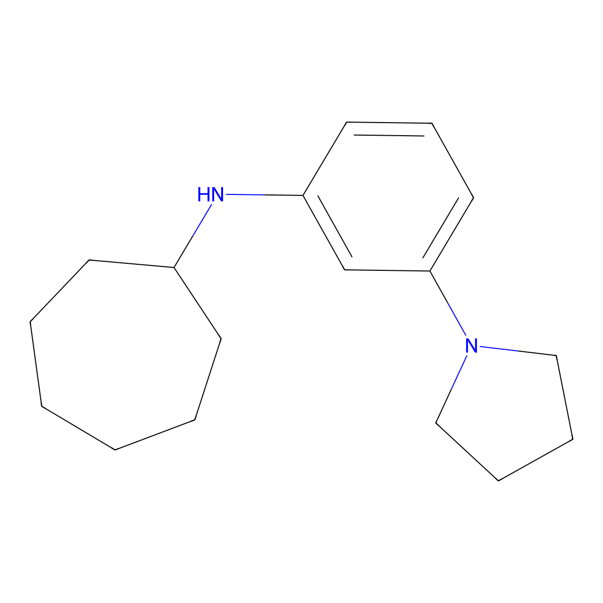 N-[3-(pyrrolidin-1-yl)phenyl]cycloheptanamine molecular structure, CAS 1178430-54-0