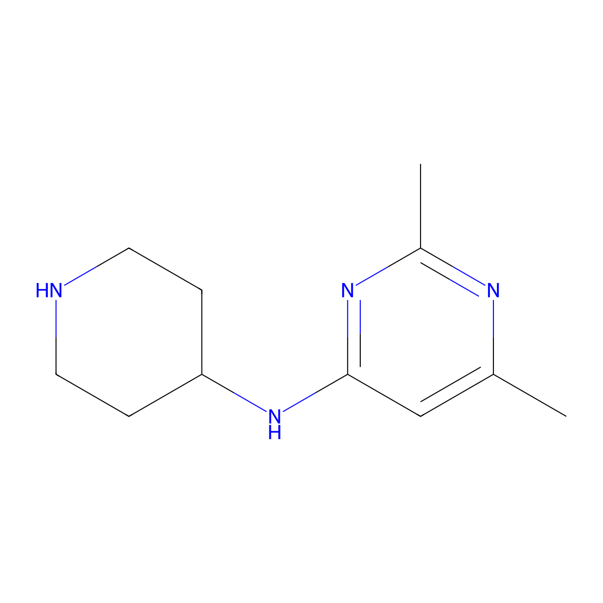 2,6-Dimethyl-N-(piperidin-4-yl)pyrimidin-4-amine molecular structure, CAS 1178432-88-6