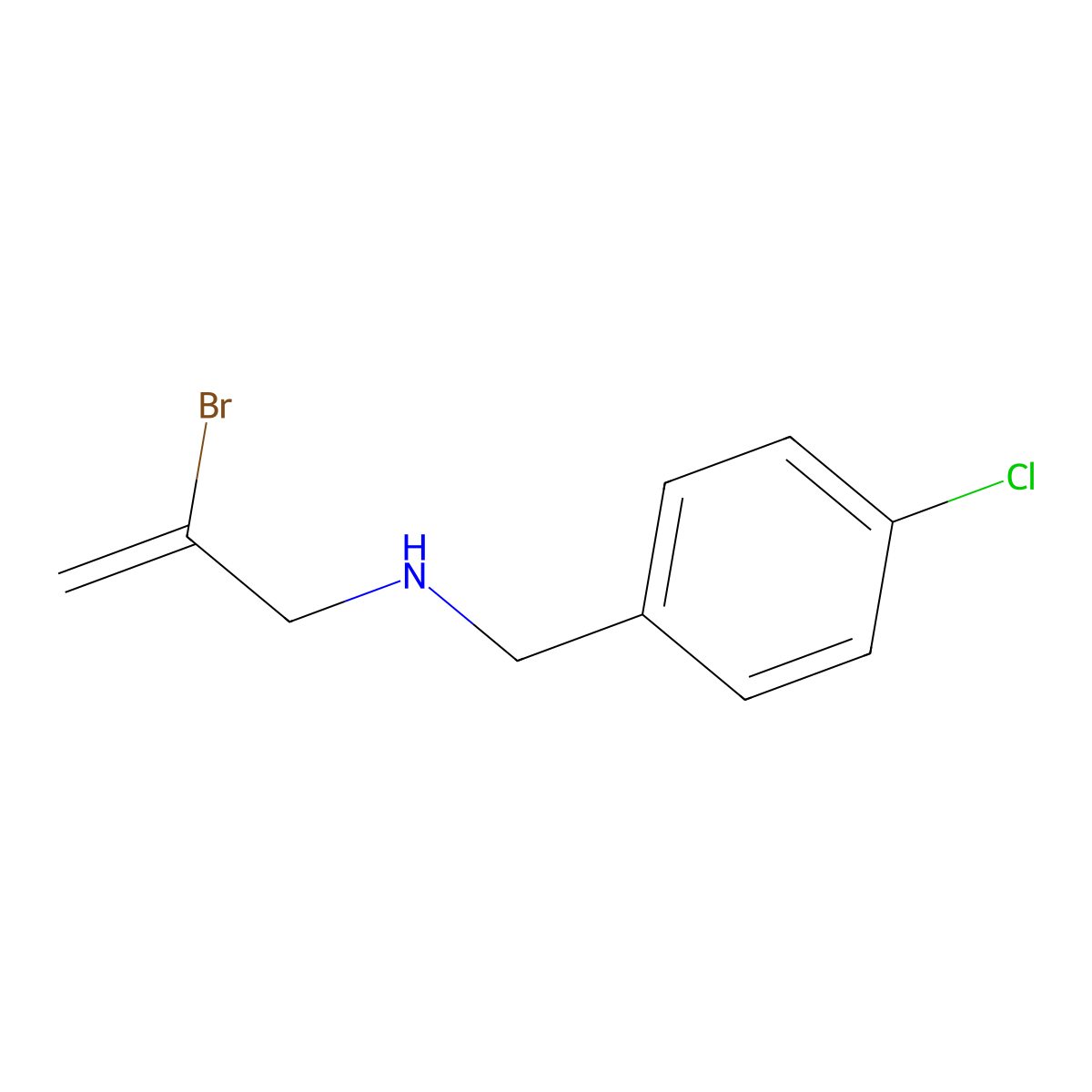 (2-Bromoprop-2-en-1-yl)[(4-chlorophenyl)methyl]amine molecular structure, CAS 1178438-59-9