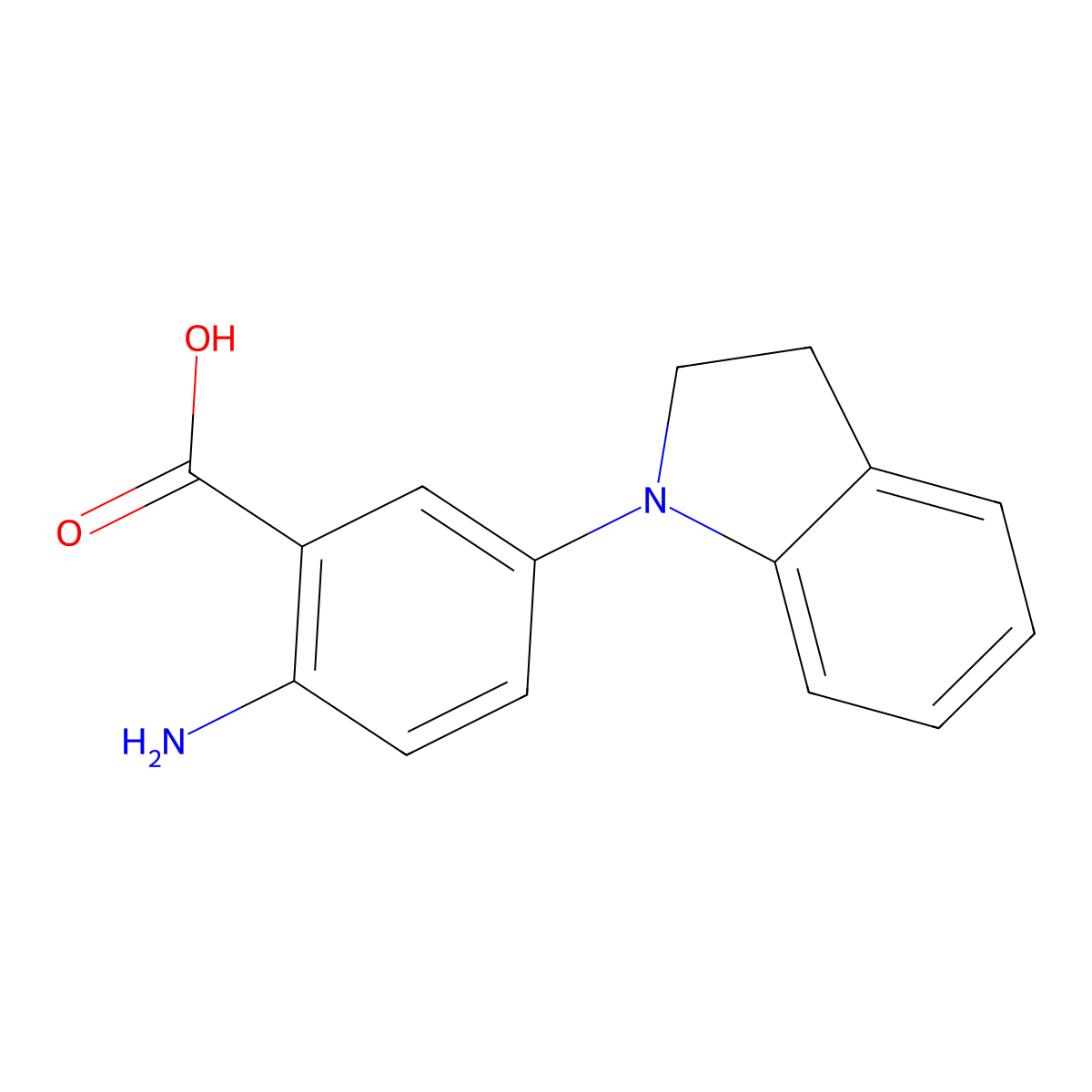 2-amino-5-(2,3-dihydro-1H-indol-1-yl)benzoic acid molecular structure, CAS 1178442-98-2