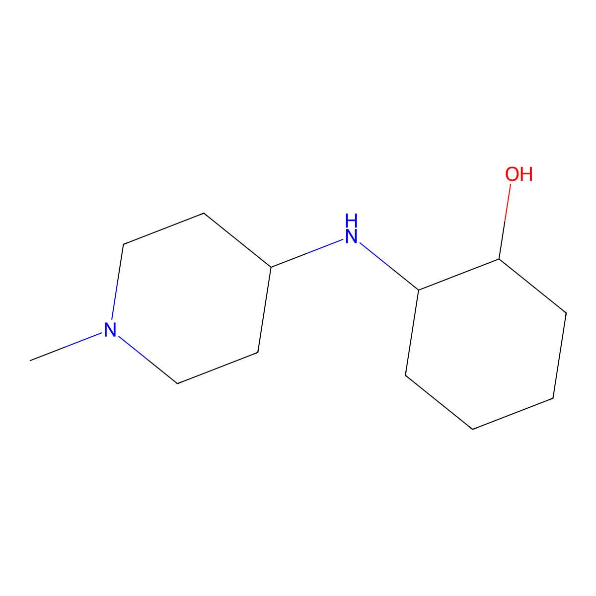 2-[(1-Methylpiperidin-4-yl)amino]cyclohexan-1-ol molecular structure, CAS 1178448-56-0