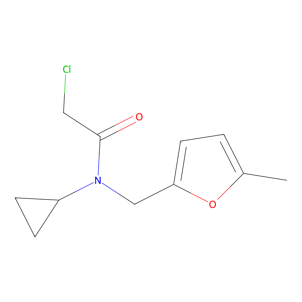 2-chloro-N-cyclopropyl-N-[(5-methylfuran-2-yl)methyl]acetamide molecular structure, CAS 1178451-87-0
