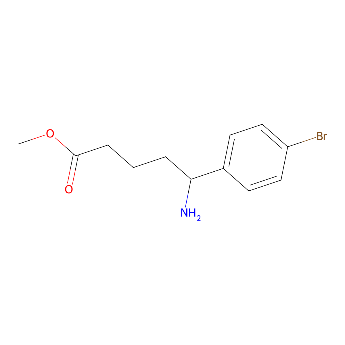 Methyl 5-amino-5-(4-bromophenyl)pentanoate molecular structure, CAS 1178456-14-8