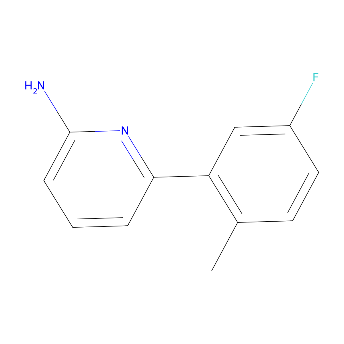 6-(5-Fluoro-2-methylphenyl)-2-pyridinamine molecular structure, CAS 1178460-35-9