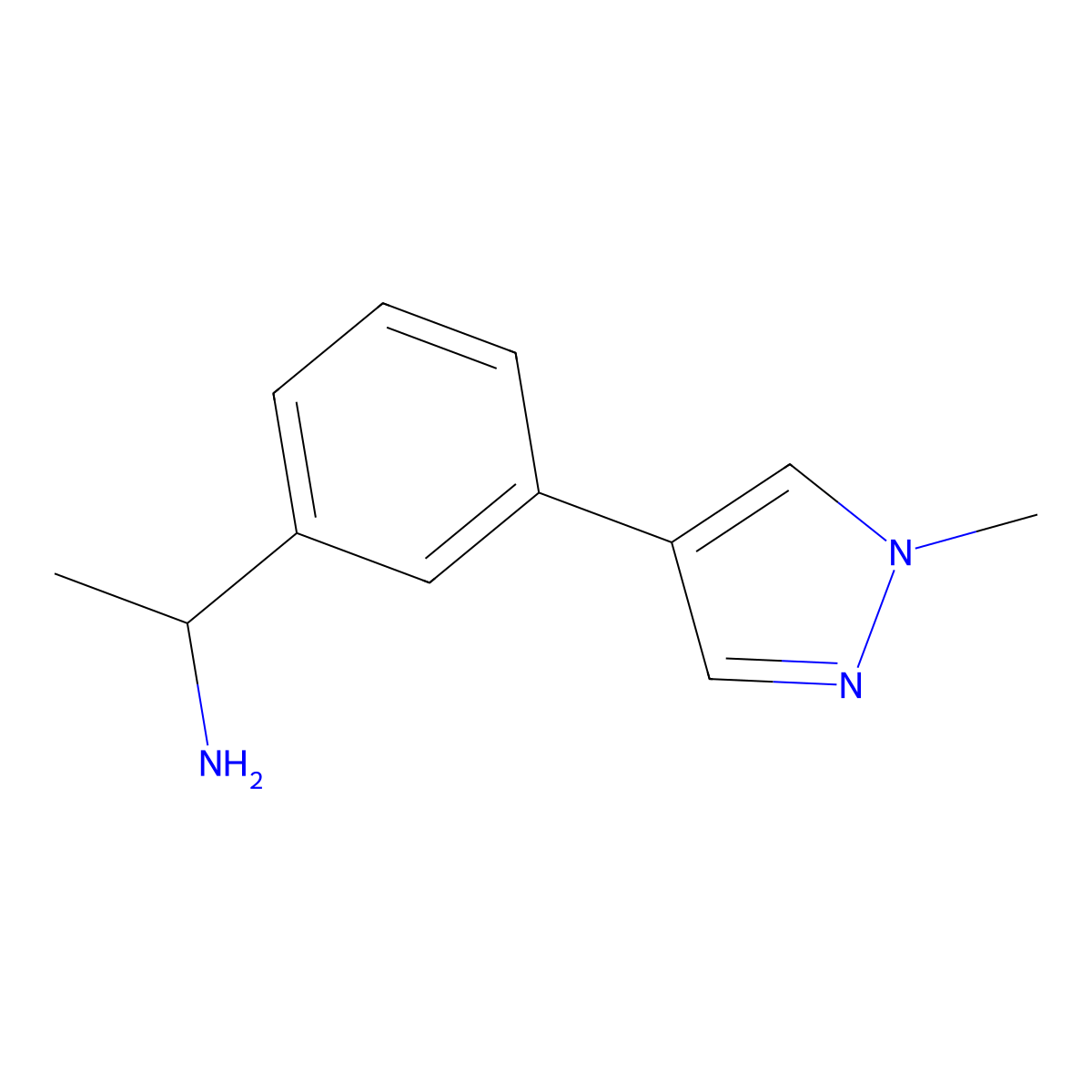 1-[3-(1-Methylpyrazol-4-yl)phenyl]ethanamine molecular structure, CAS 1178461-76-1