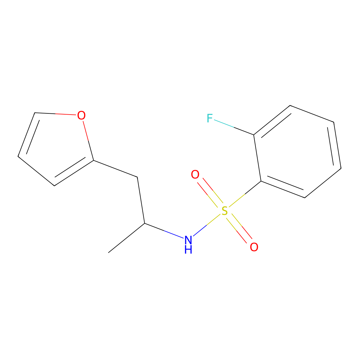 2-fluoro-N-(1-(furan-2-yl)propan-2-yl)benzenesulfonamide molecular structure, CAS 1178468-88-6