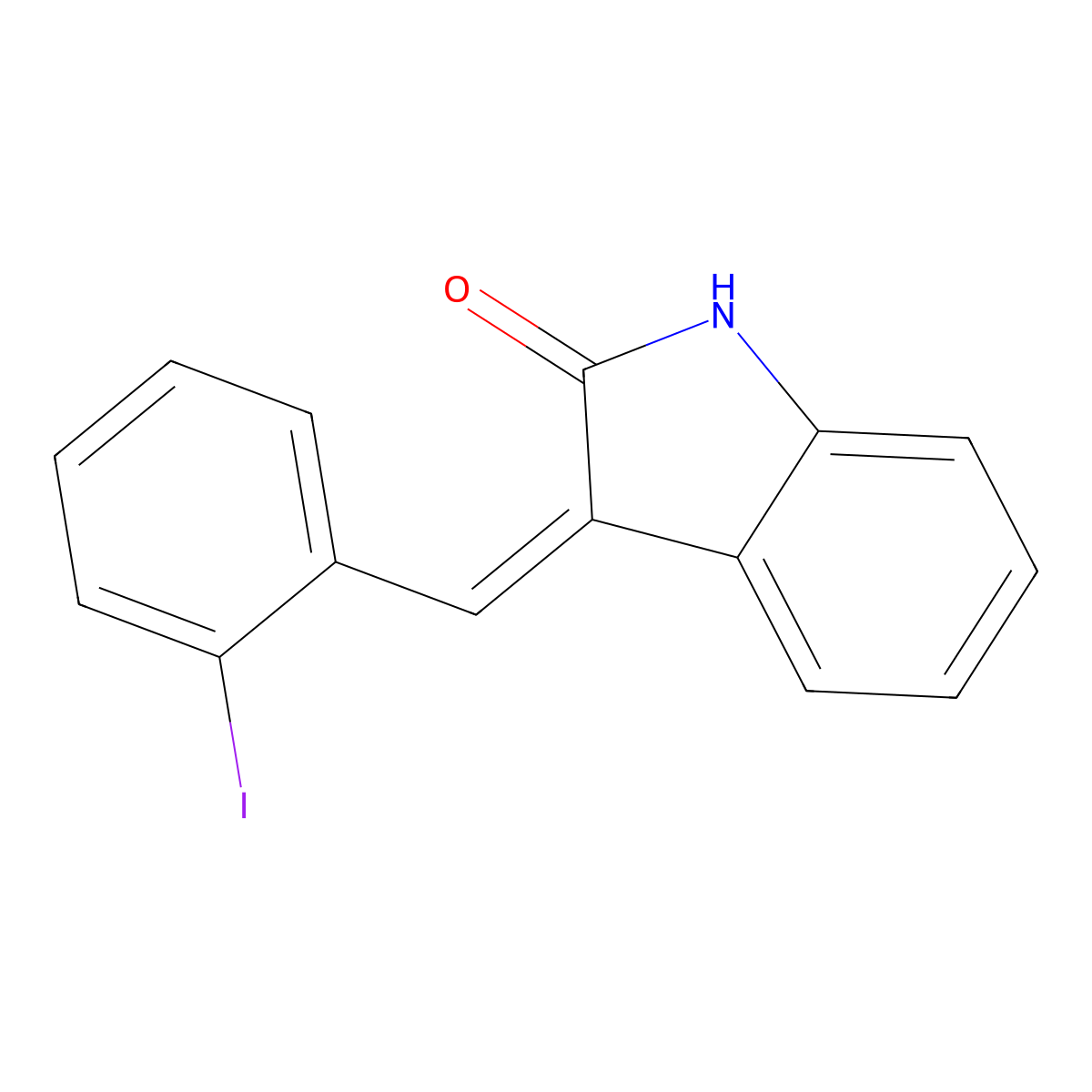 3-[(2-iodophenyl)methylidene]-2,3-dihydro-1H-indol-2-one molecular structure, CAS 117847-39-9