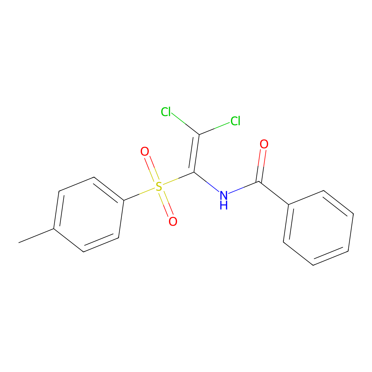 Benzamide, N-[2,2-dichloro-1-[(4-methylphenyl)sulfonyl]ethenyl]- molecular structure, CAS 117847-45-7