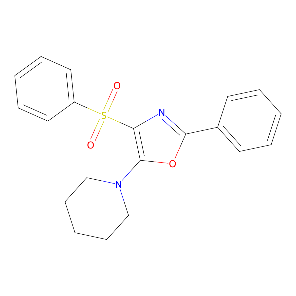 1-[2-Phenyl-4-(phenylsulfonyl)-1,3-oxazol-5-yl]piperidine molecular structure, CAS 117847-46-8
