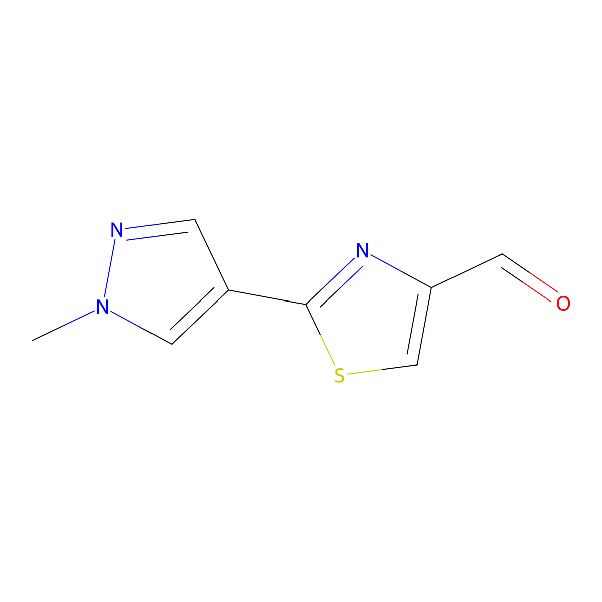 2-(1-methyl-1H-pyrazol-4-yl)-1,3-thiazole-4-carbaldehyde molecular structure, CAS 1178472-07-5