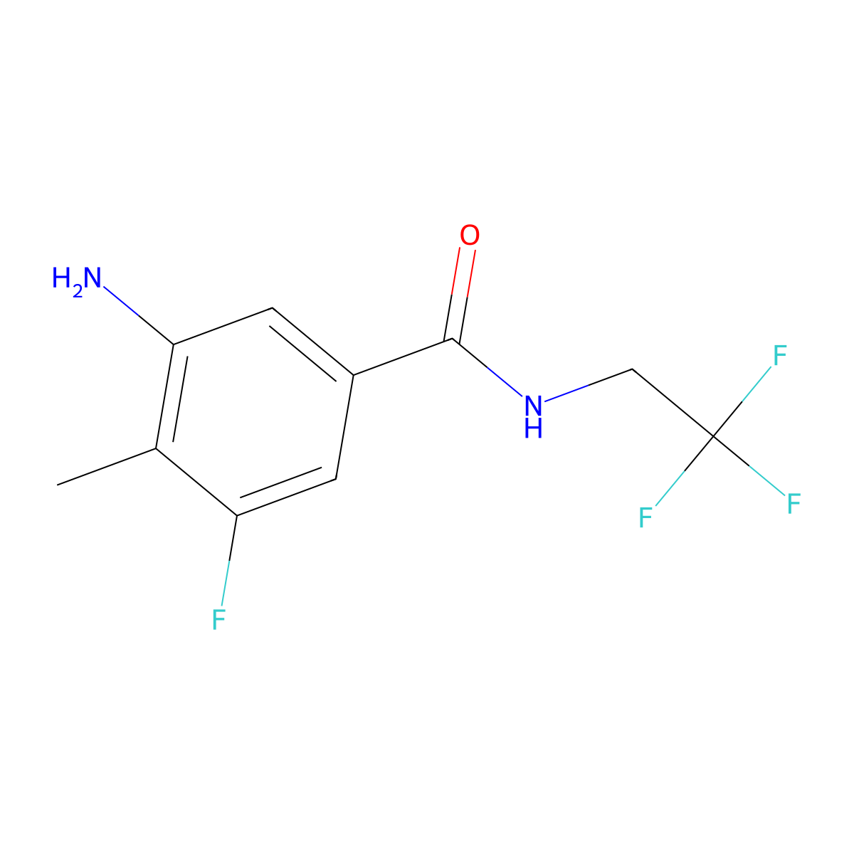 3-amino-5-fluoro-4-methyl-N-(2,2,2-trifluoroethyl)benzamide molecular structure, CAS 1178478-57-3