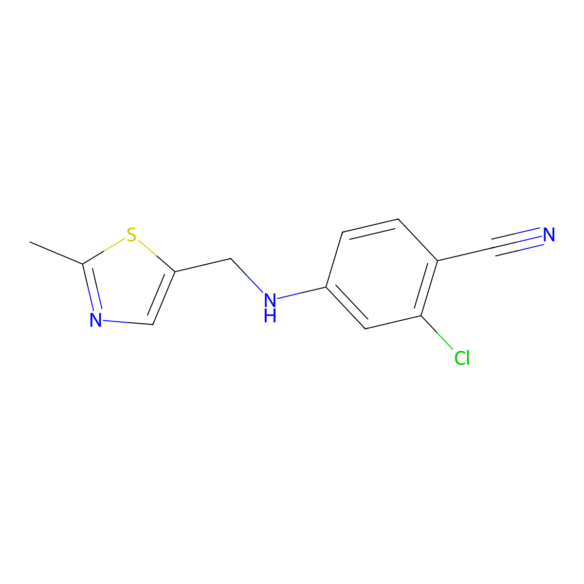 2-Chloro-4-[[(2-methyl-5-thiazolyl)methyl]amino]benzonitrile molecular structure, CAS 1178482-38-6
