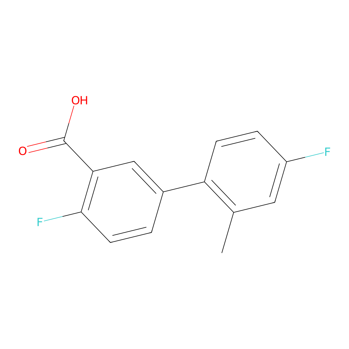 2-Fluoro-5-(4-fluoro-2-methylphenyl)benzoic acid molecular structure, CAS 1178482-85-3