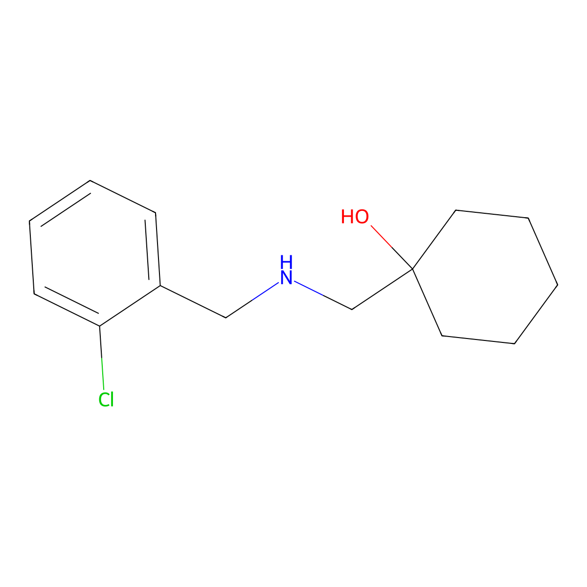 1-({[(2-Chlorophenyl)methyl]amino}methyl)cyclohexan-1-ol molecular structure, CAS 1178483-13-0