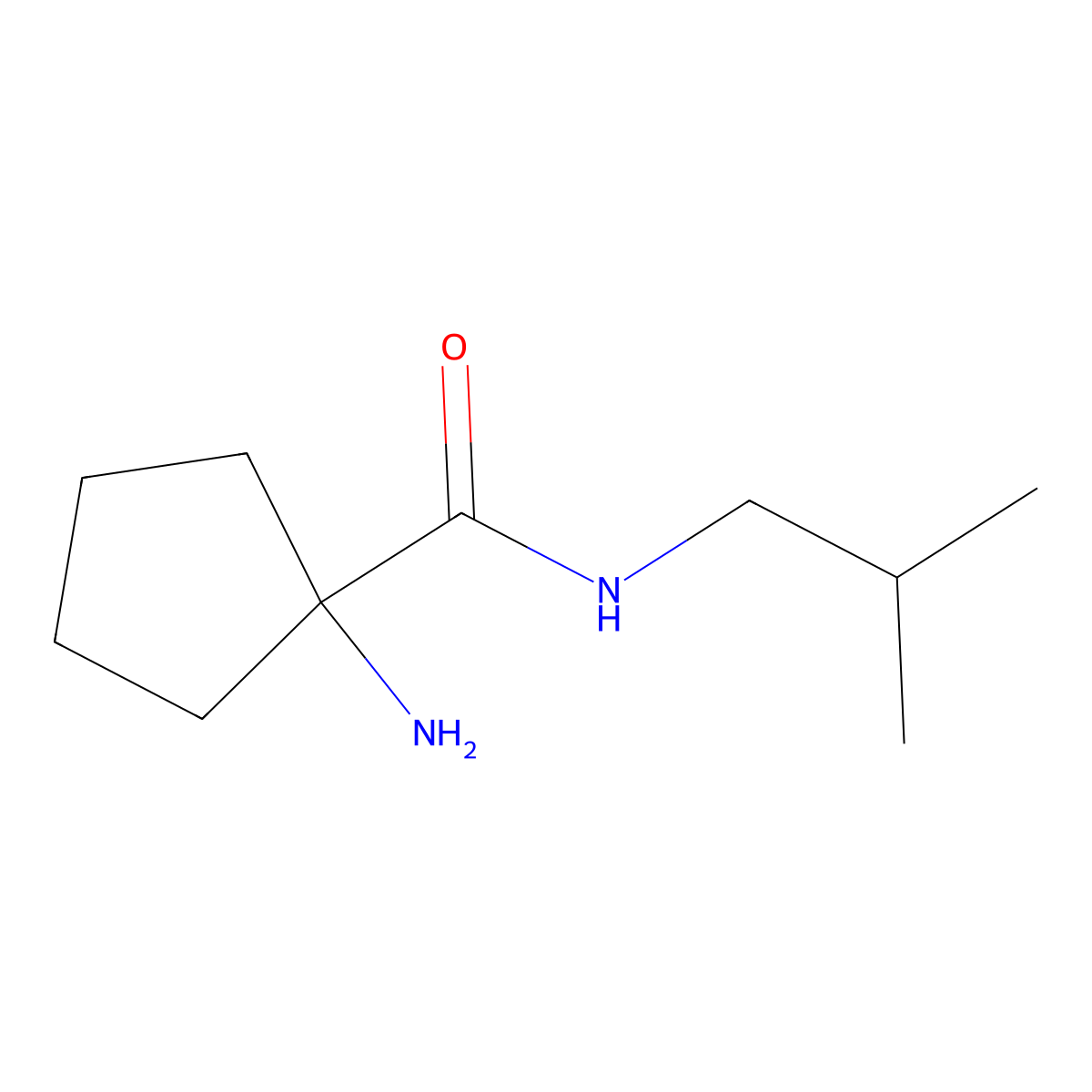 1-amino-N-(2-methylpropyl)cyclopentane-1-carboxamide molecular structure, CAS 1178492-96-0