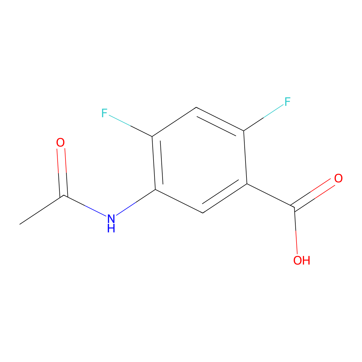 5-Acetamido-2,4-difluorobenzoic acid molecular structure, CAS 1178499-25-6