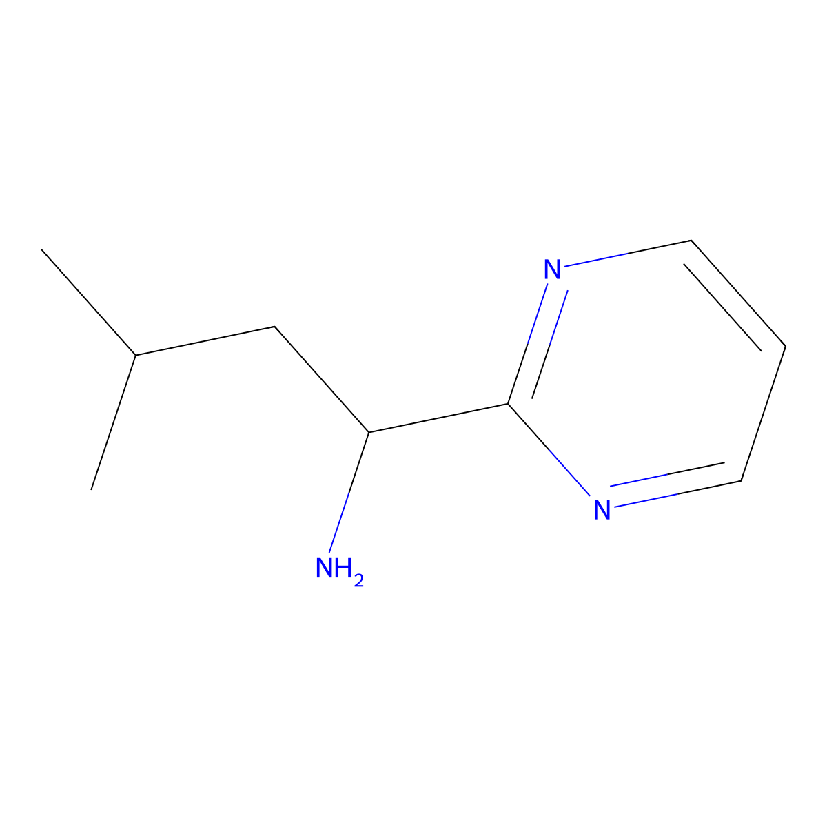 3-Methyl-1-(pyrimidin-2-yl)butan-1-amine molecular structure, CAS 1178500-15-6