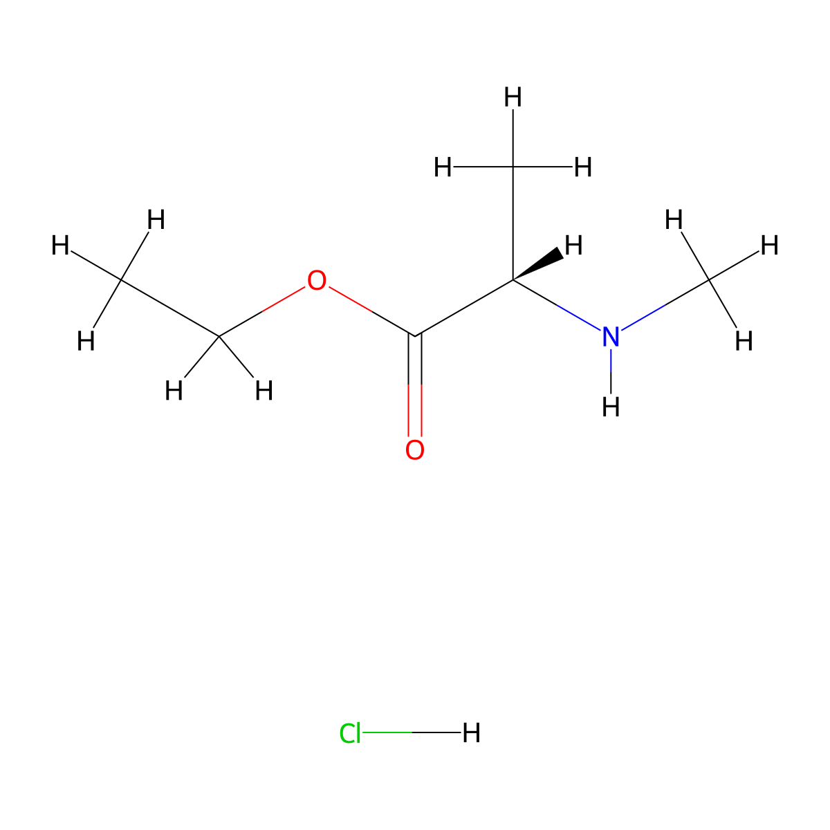 ethyl (2S)-2-(methylamino)propanoate hydrochloride molecular structure, CAS 117856-39-0