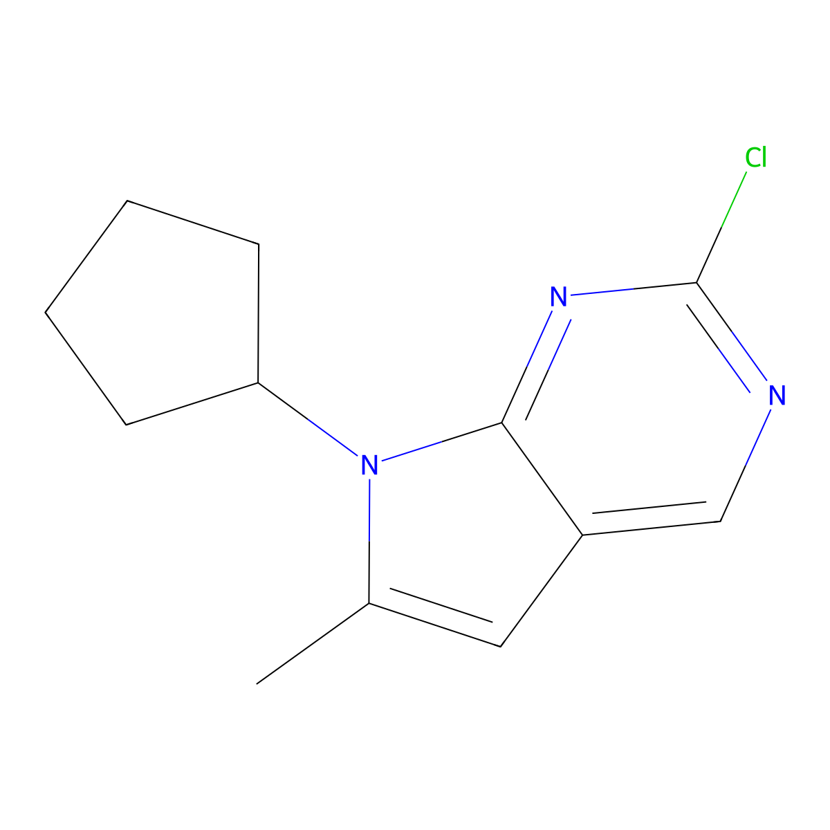 2-Chloro-7-cyclopentyl-6-methyl-7H-pyrrolo[2,3-d]pyrimidine molecular structure, CAS 1178566-48-7