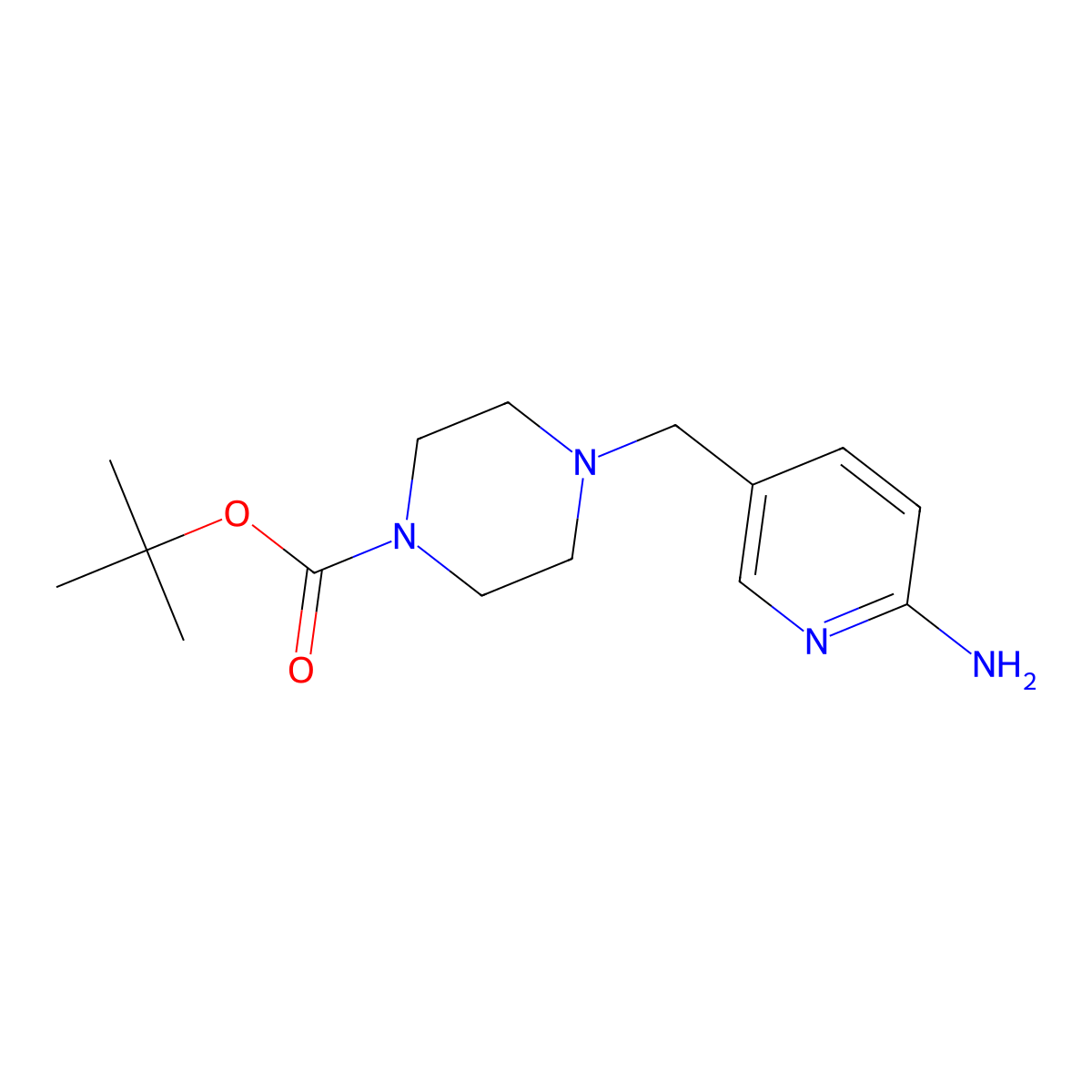 Tert-butyl 4-((6-aminopyridin-3-yl)methyl)piperazine-1-carboxylate molecular structure, CAS 1178566-52-3