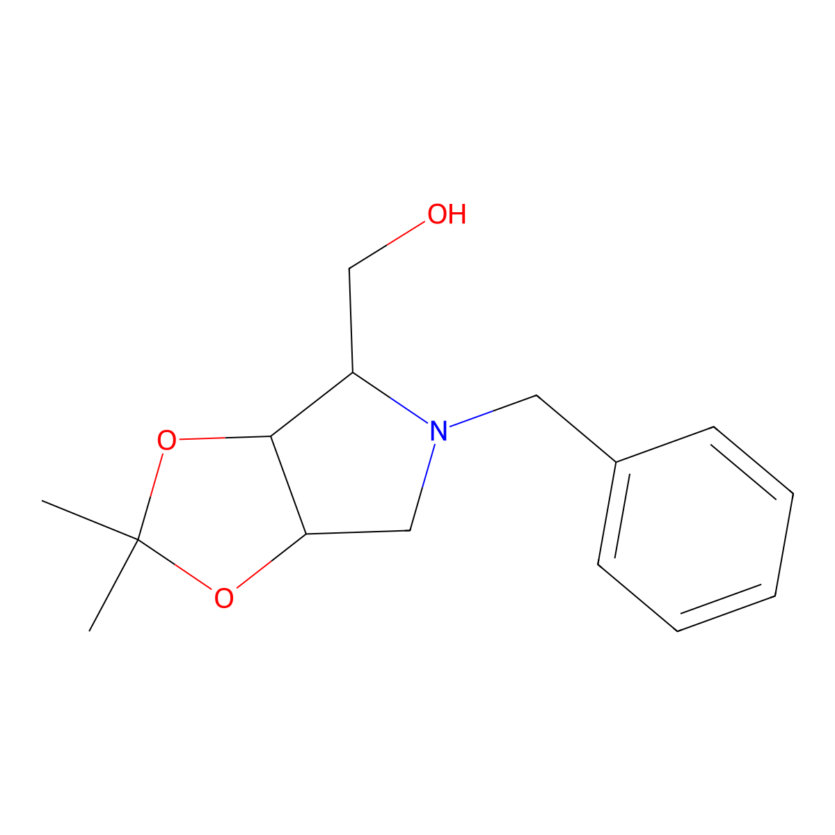 ((3aR,4R,6aS)-5-Benzyl-2,2-dimethyltetrahydro-3aH-[1,3]dioxolo[4,5-c]pyrrol-4-yl)methanol molecular structure, CAS 117858-82-9
