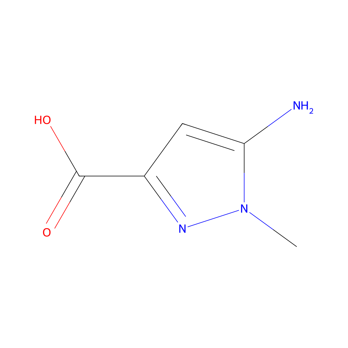 5-amino-1-methyl-1H-pyrazole-3-carboxylic acid molecular structure, CAS 117860-53-4