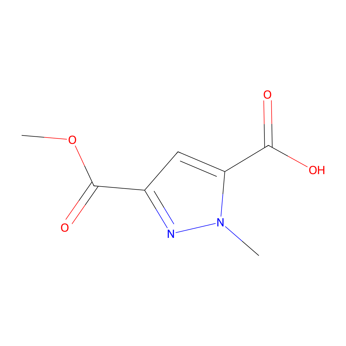 3-(methoxycarbonyl)-1-methyl-1H-pyrazole-5-carboxylic acid molecular structure, CAS 117860-55-6