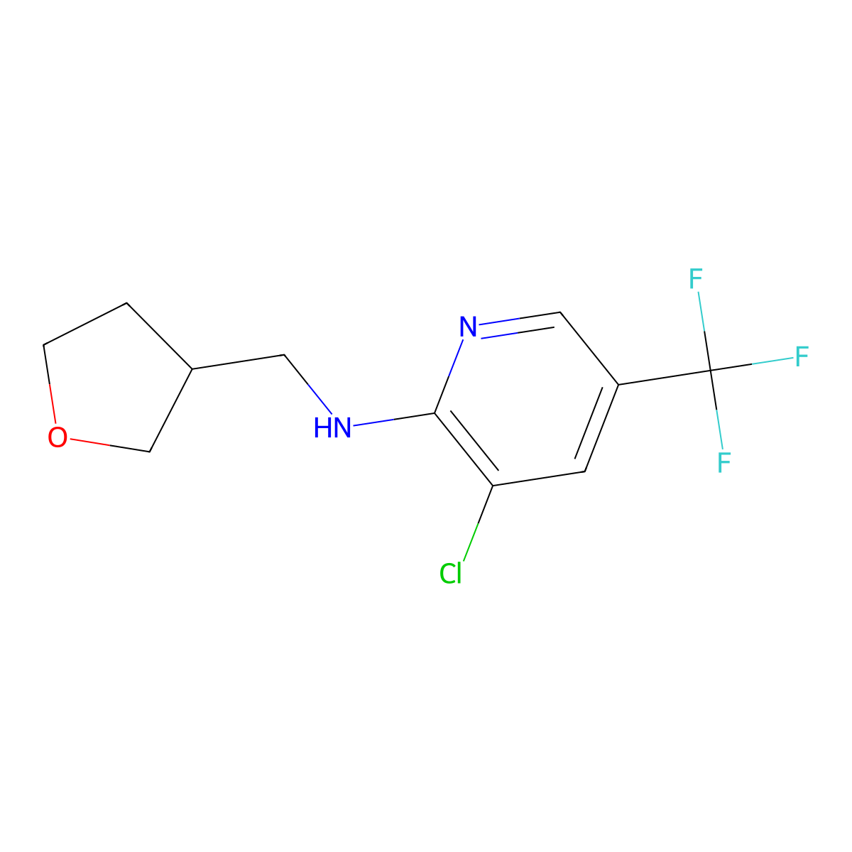 3-chloro-N-[(oxolan-3-yl)methyl]-5-(trifluoromethyl)pyridin-2-amine molecular structure, CAS 1178617-25-8