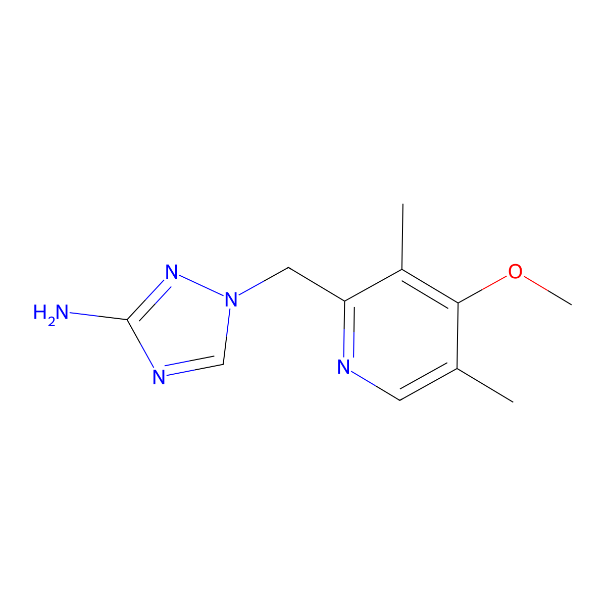 1-[(4-methoxy-3,5-dimethylpyridin-2-yl)methyl]-1H-1,2,4-triazol-3-amine molecular structure, CAS 1178618-20-6