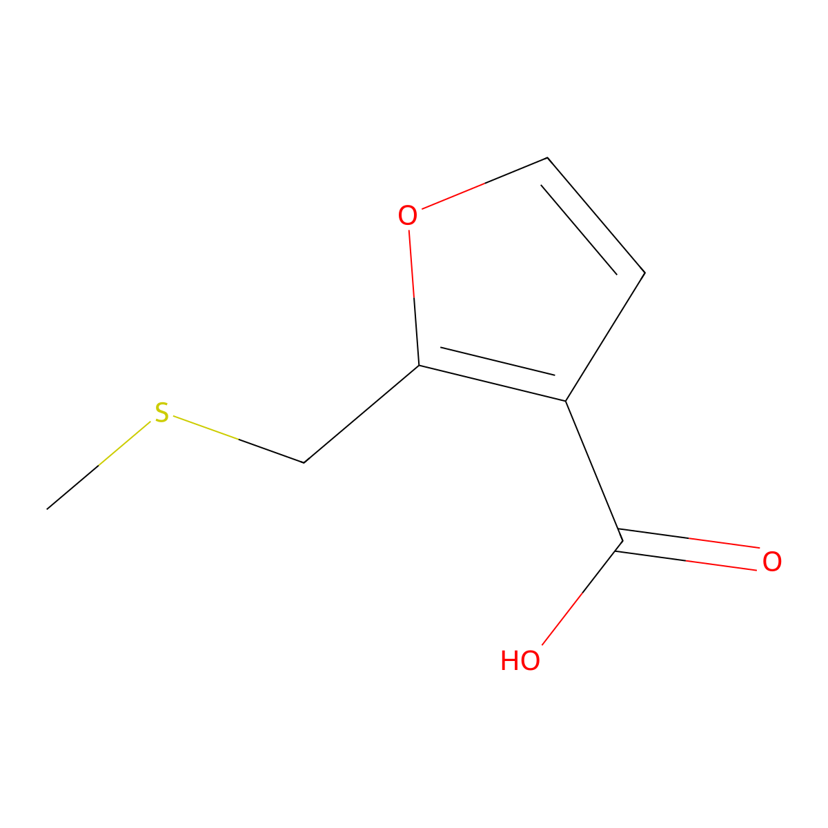 2-((Methylthio)methyl)furan-3-carboxylic acid molecular structure, CAS 1178633-79-8